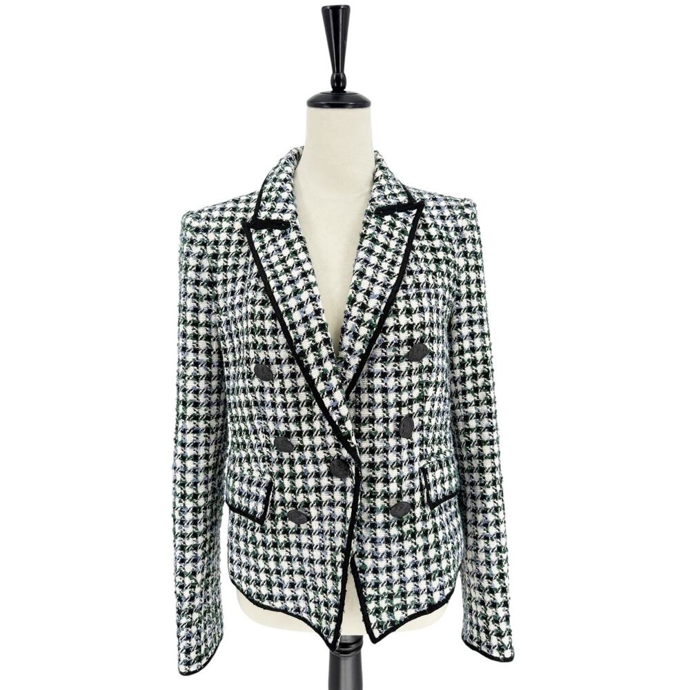 Veronica Beard Diego Dickey Jacket Black White Classic Plaid Tweed Blazer Size 8 - Picture 6 of 14